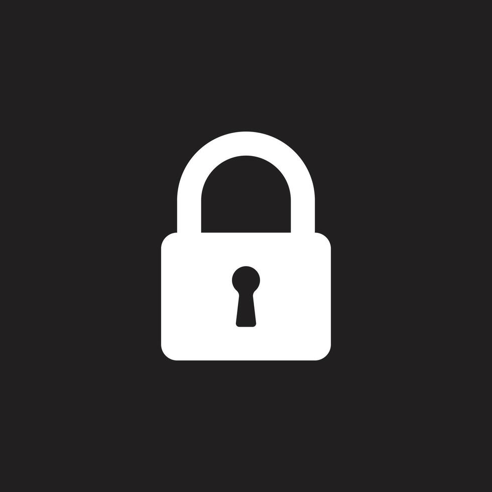 eps10 white vector security padlock solid art icon isolated on black background. closed lock filled symbol in a simple flat trendy modern style for your website design, logo, and mobile application