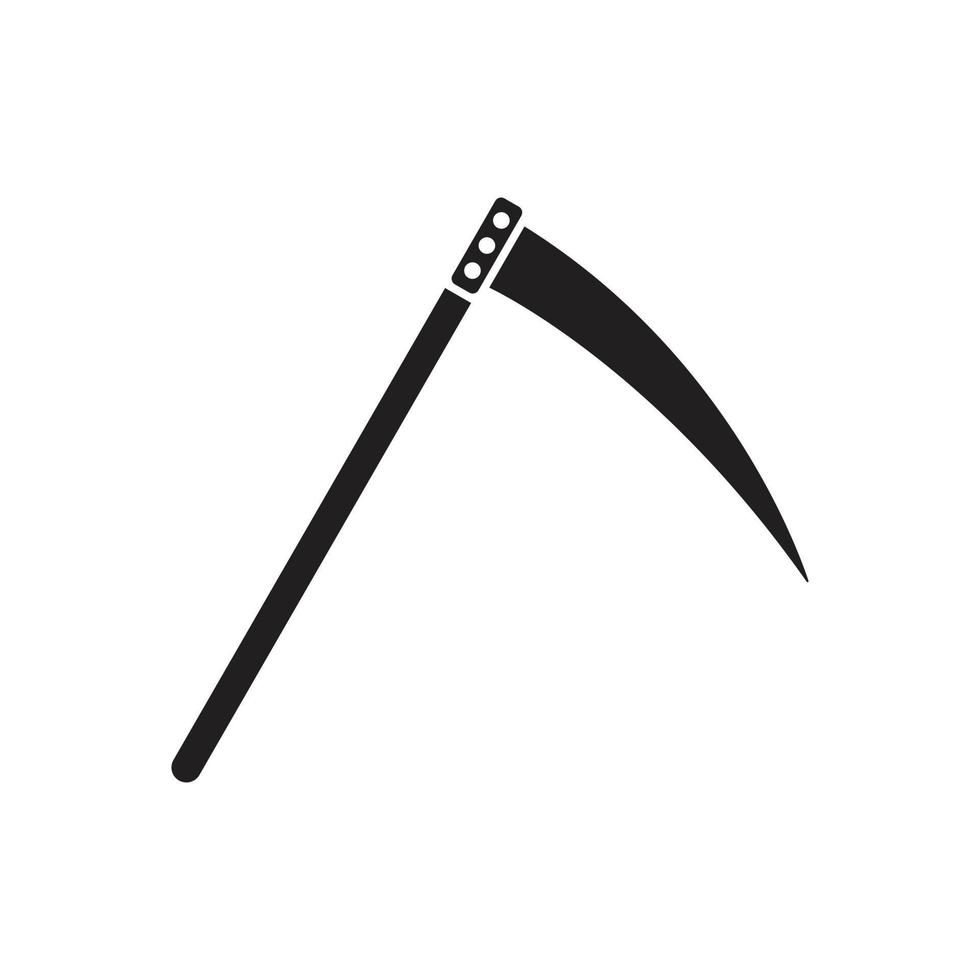 eps10 black vector garden scythe abstract solid art icon isolated on white background. Farm scythe symbol in a simple flat trendy modern style for your website design, logo, and mobile application