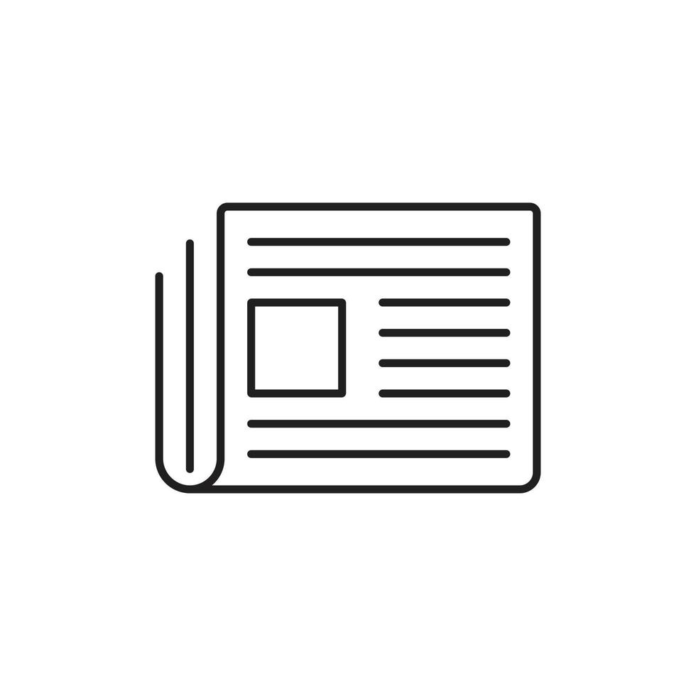 eps10 artículo vectorial negro o icono de arte de línea de periódico aislado en fondo blanco. símbolo de contorno de prensa o revista en un estilo moderno y plano simple para el diseño de su sitio web, logotipo y aplicación móvil vector