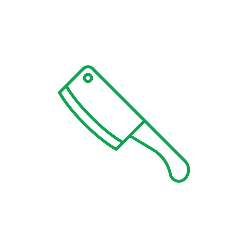 eps10 green vector butcher meat cleaver icon isolated on white background. Butcher knife or blade outline symbol in a simple flat trendy modern style for your website design, logo, and mobile app