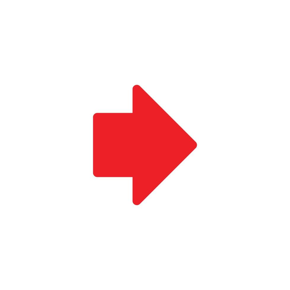 eps10 red vector right pointer arrow icon isolated on white background. indicator or directional arrow symbol in a simple flat trendy modern style for your website design, logo, and mobile app