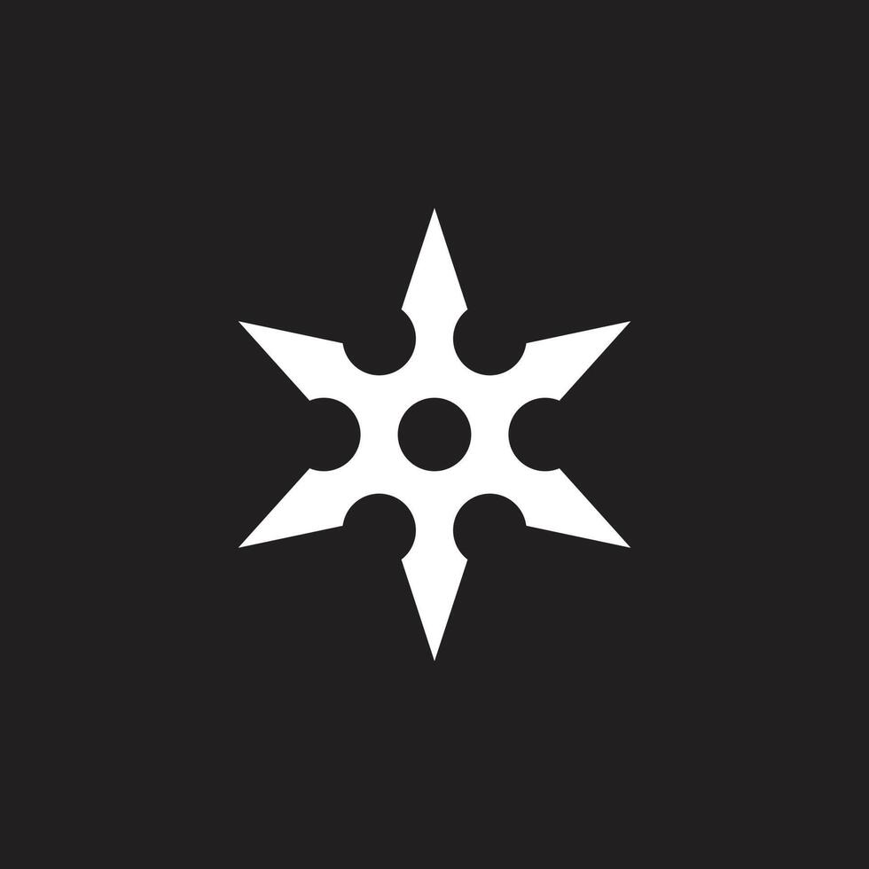 eps10 white vector Ninja shuriken throwing star abstract icon isolated on black background. Metal shuriken symbol in a simple flat trendy modern style for your website design, logo, and mobile app