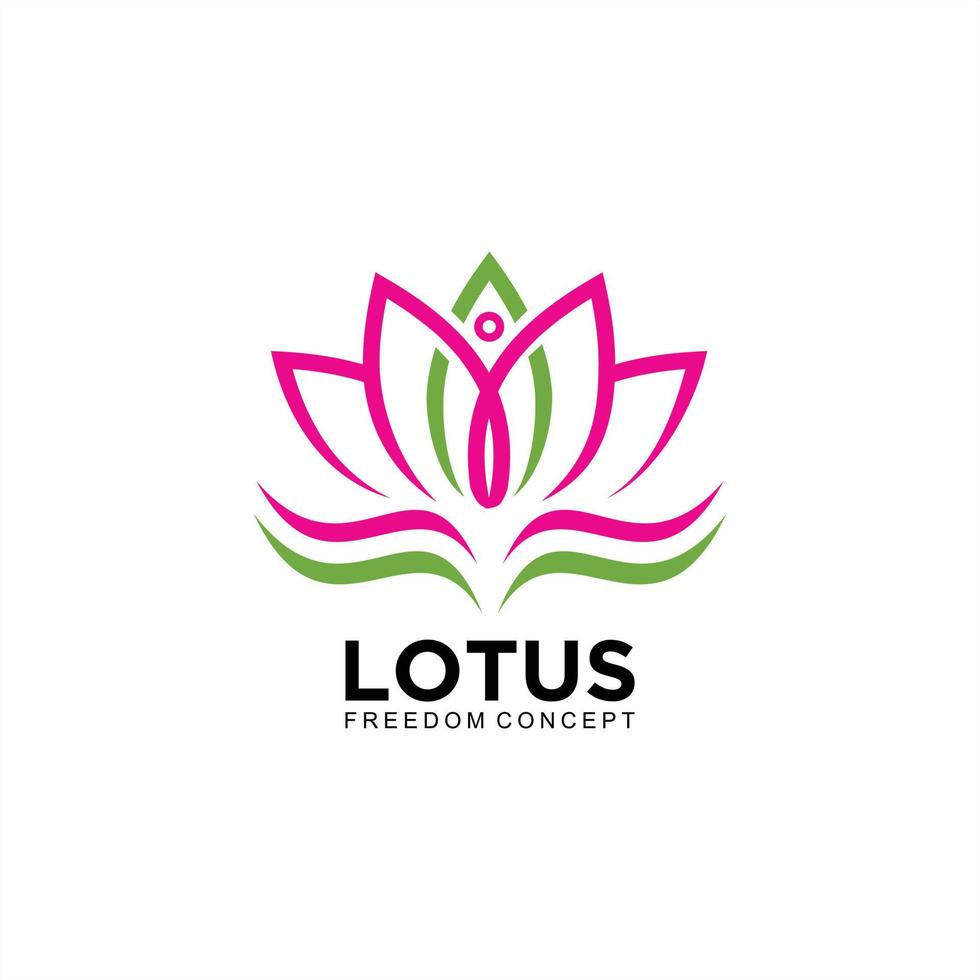 Lotus logo design with freedom concept vector