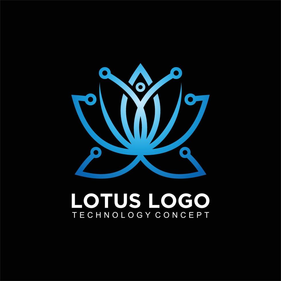 Lotus logo design with technology concept vector