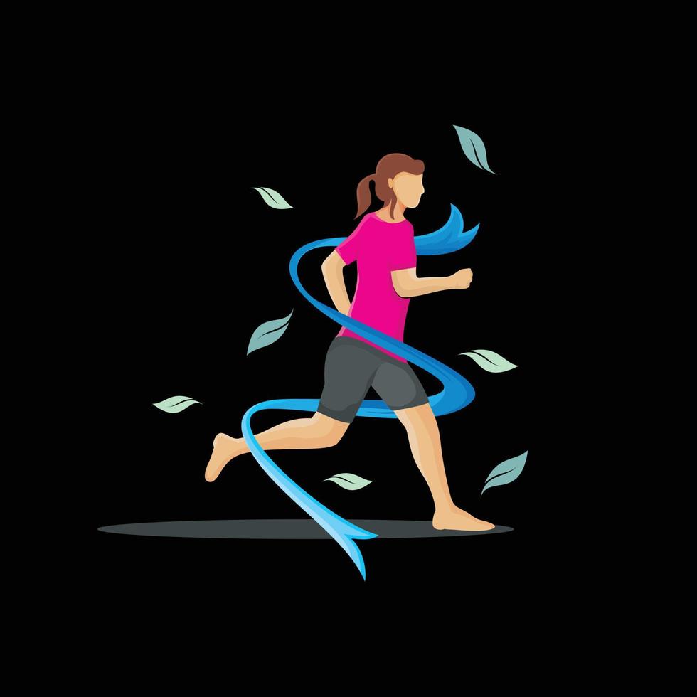 Flat design woman running isolated on black background vector