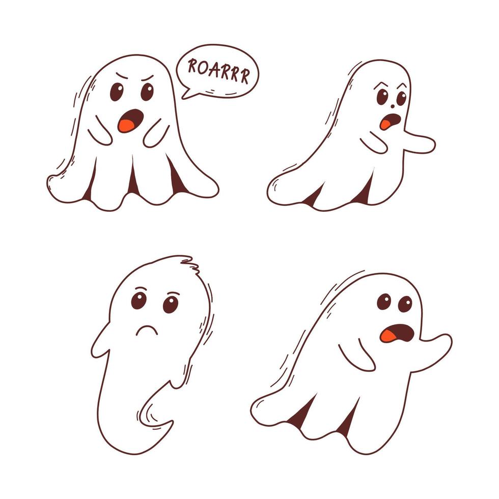 Spooky halloween ghosts. Spooky poltergeist. Halloween scary ghostly monsters. Halloween elements. Trick or treat concept. vector