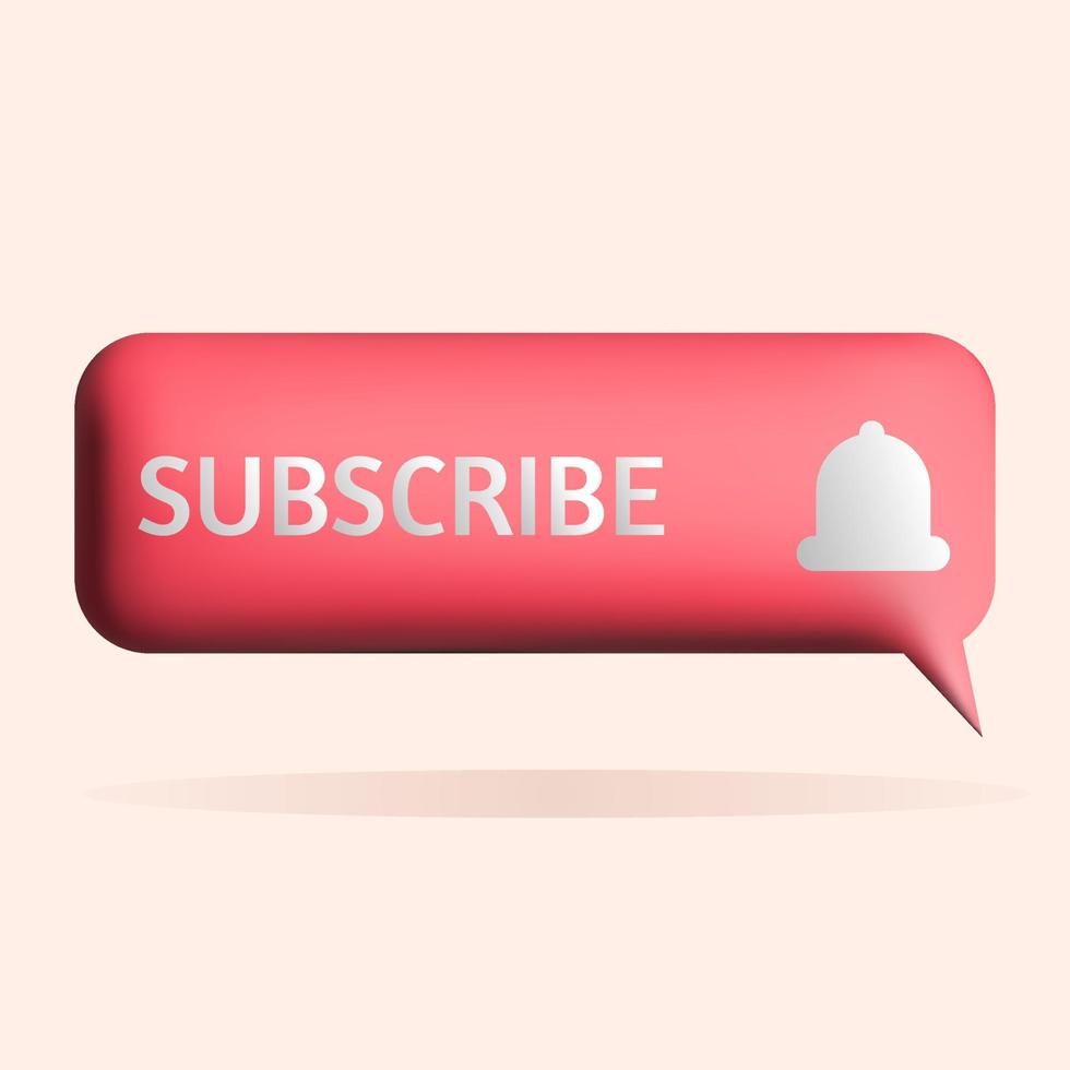 3D subscribe icon design. Social media marketing concept. Vector render illustration