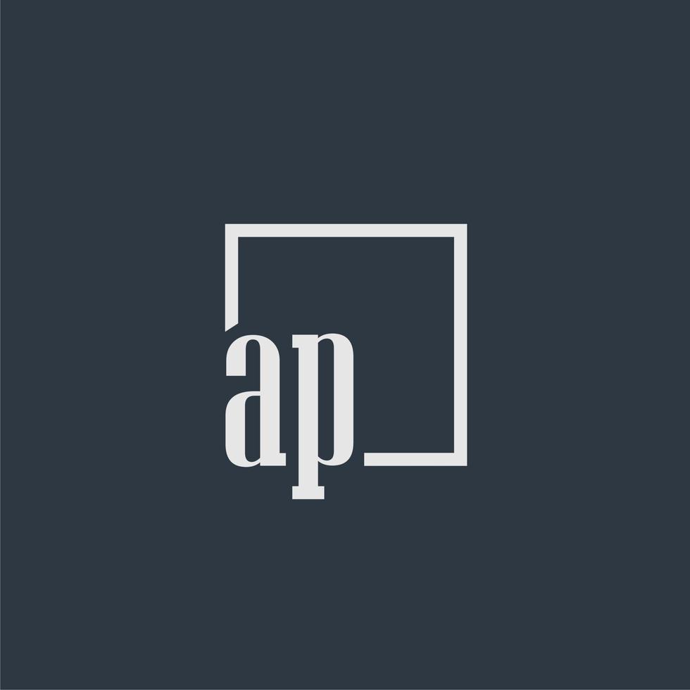 AP initial monogram logo with rectangle style dsign vector