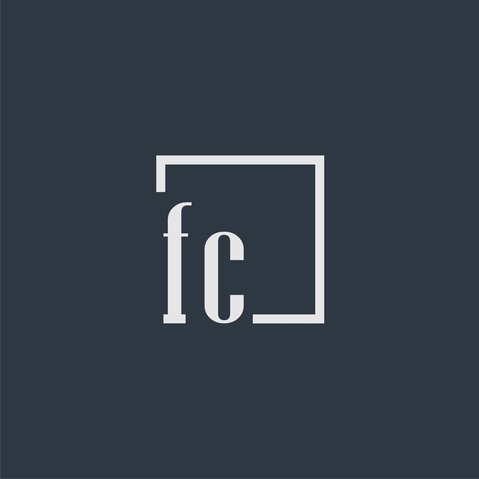 FC initial monogram logo with rectangle style dsign vector