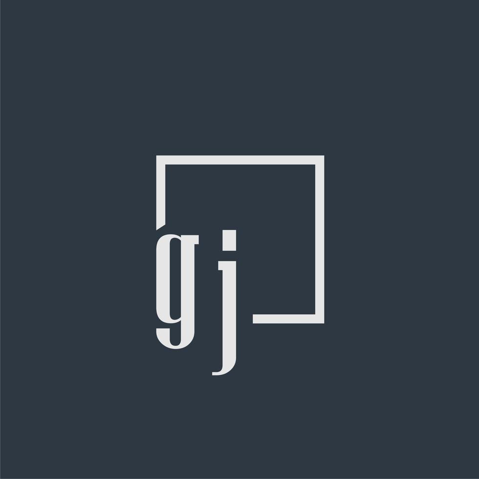 logotipo de monograma inicial de gj con diseño de estilo rectangular vector