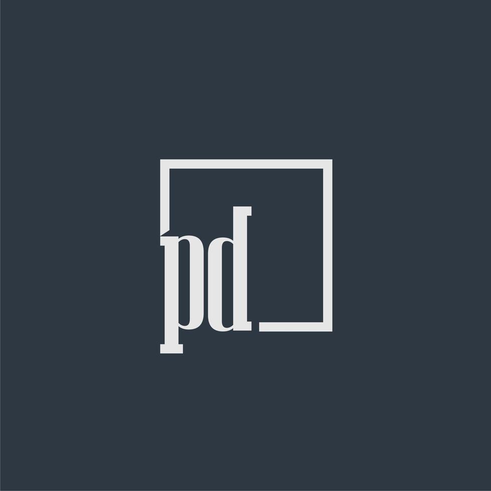 PD initial monogram logo with rectangle style dsign vector