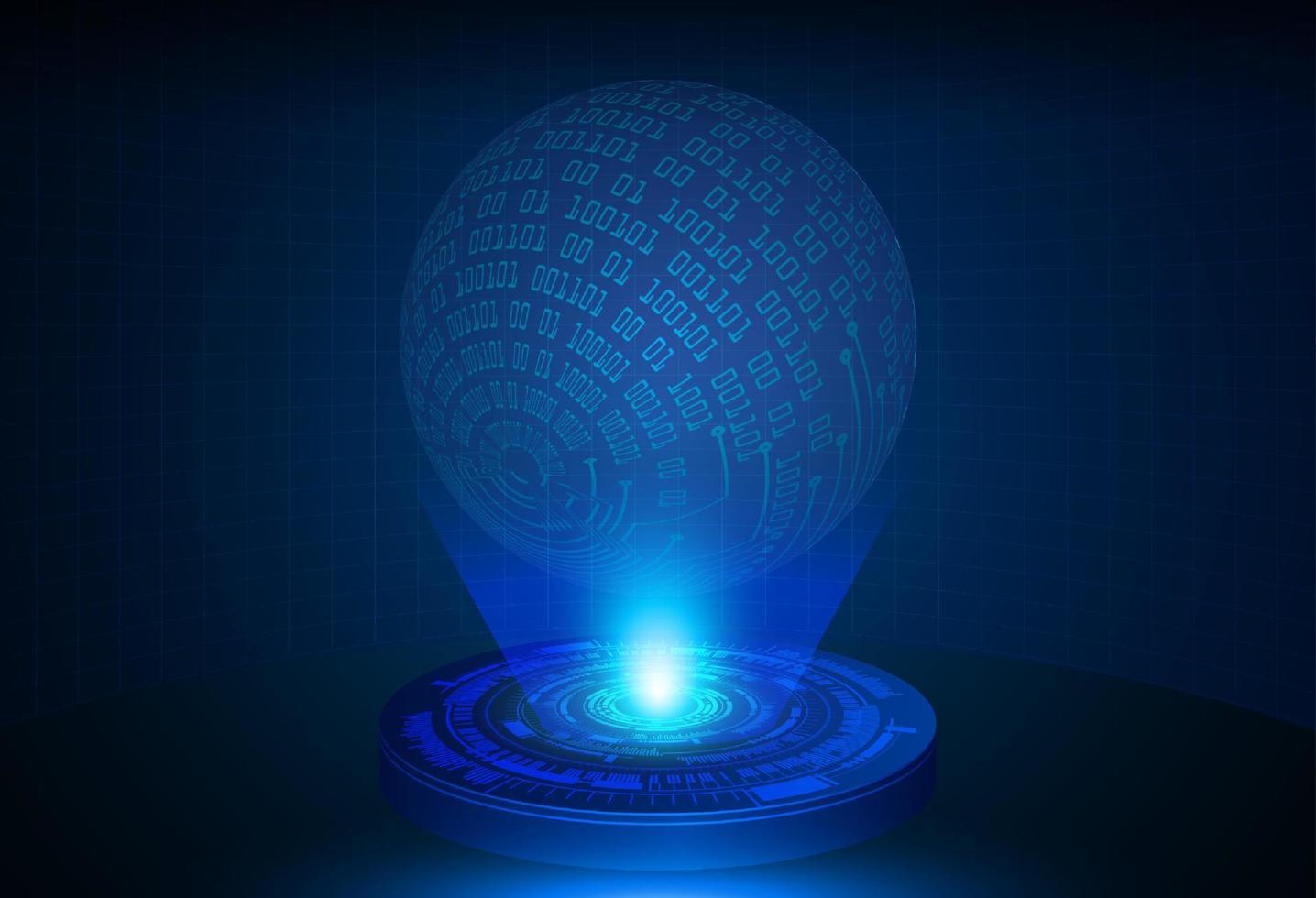Modern Globe Holographic Projector on Technology Background vector