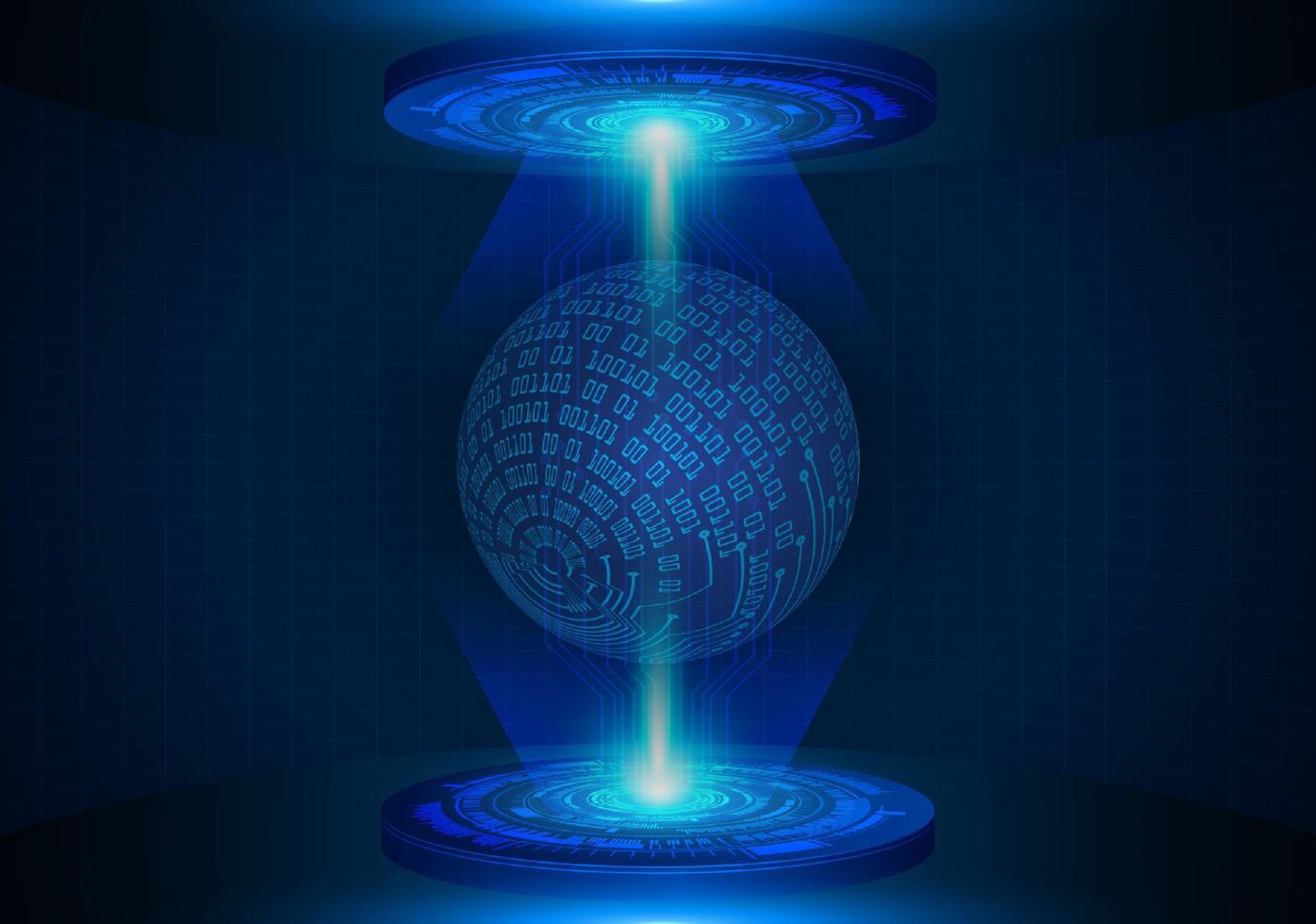 Modern Holographic Globe Projected on Technology Background vector