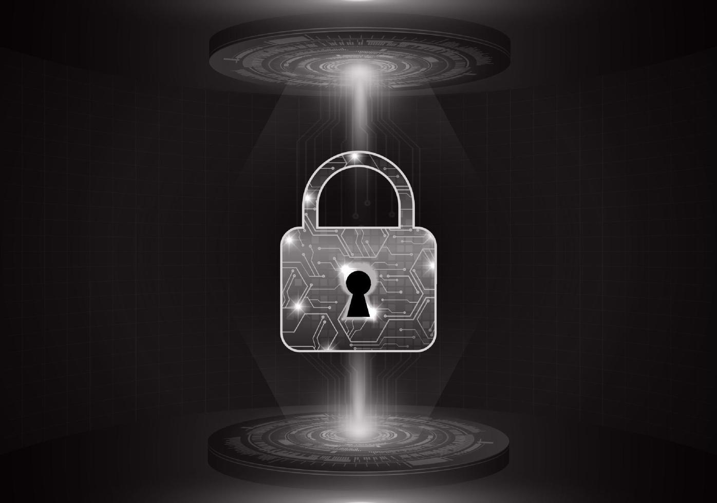 Modern Lock Holographic Projector on Technology Background vector