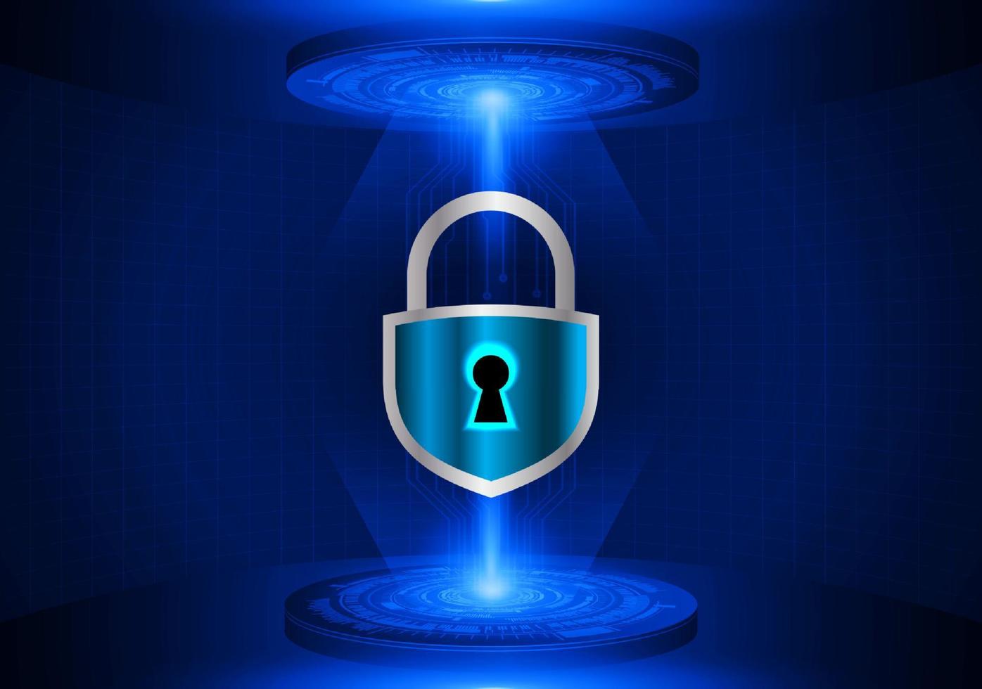 Modern Lock Holographic Projector on Technology Background vector
