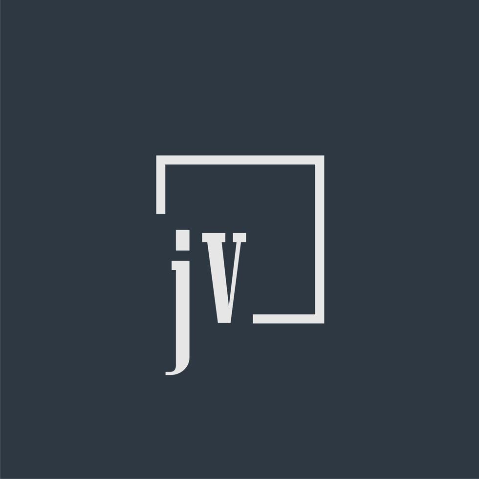 JV initial monogram logo with rectangle style dsign vector