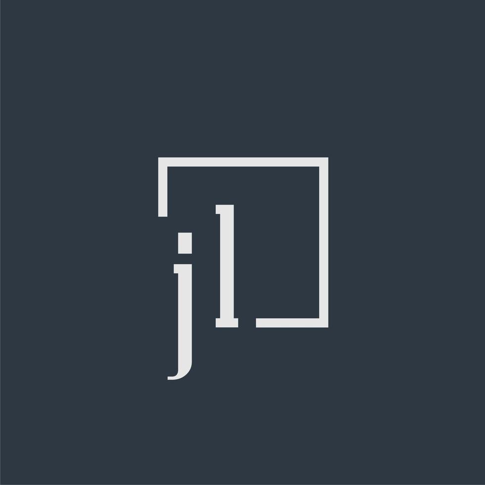 JL initial monogram logo with rectangle style dsign vector