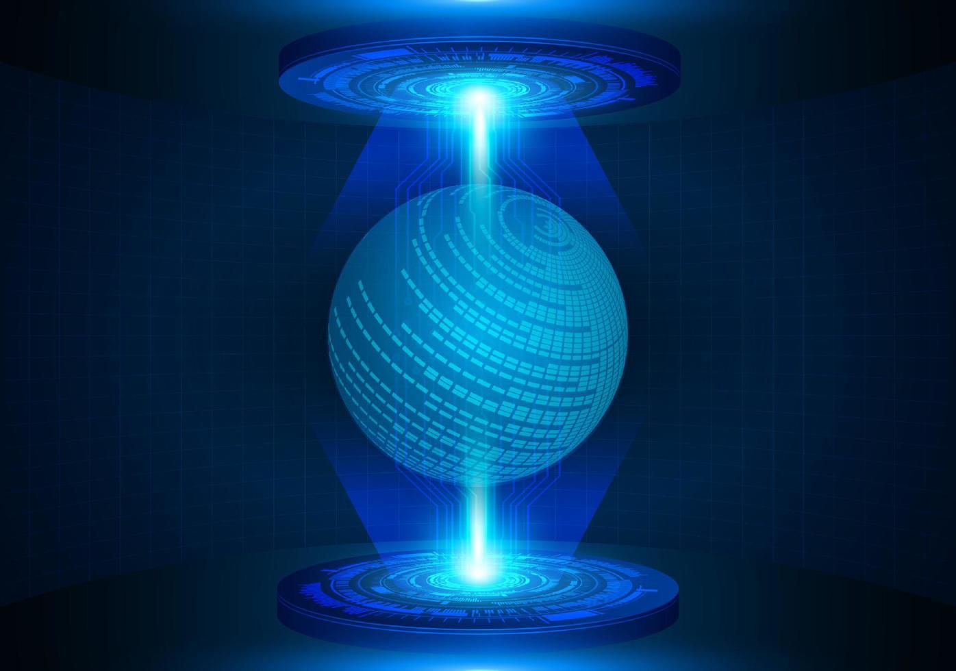 Modern Holographic Globe Projected on Technology Background vector