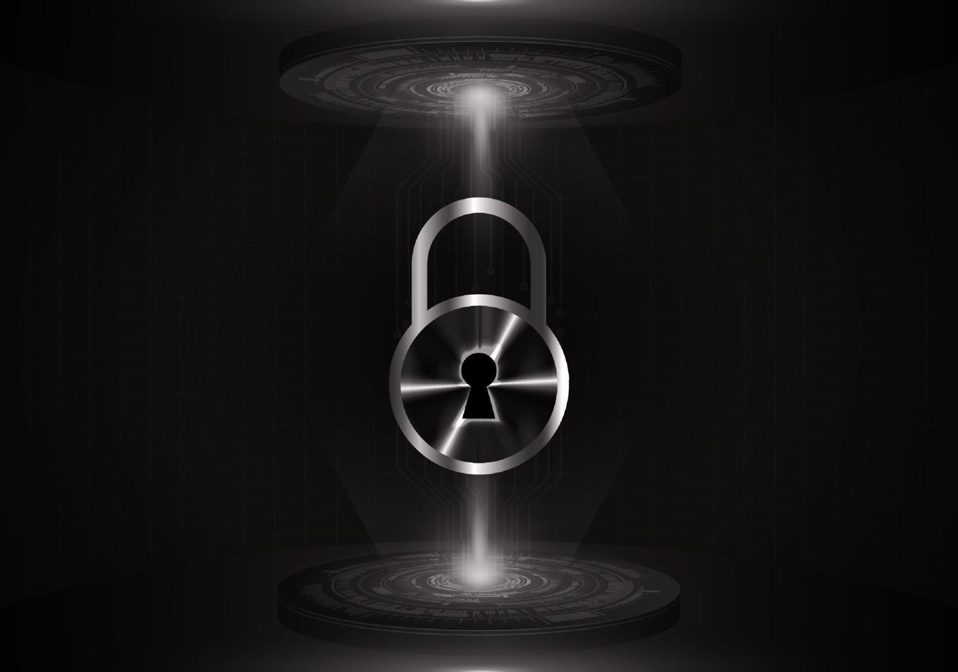 Modern Lock Holographic Projector on Technology Background vector