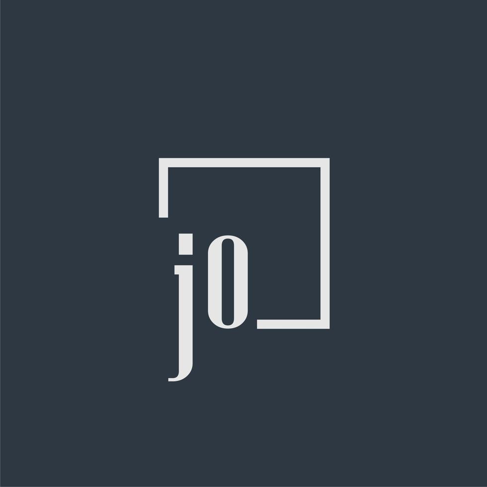 JO initial monogram logo with rectangle style dsign vector