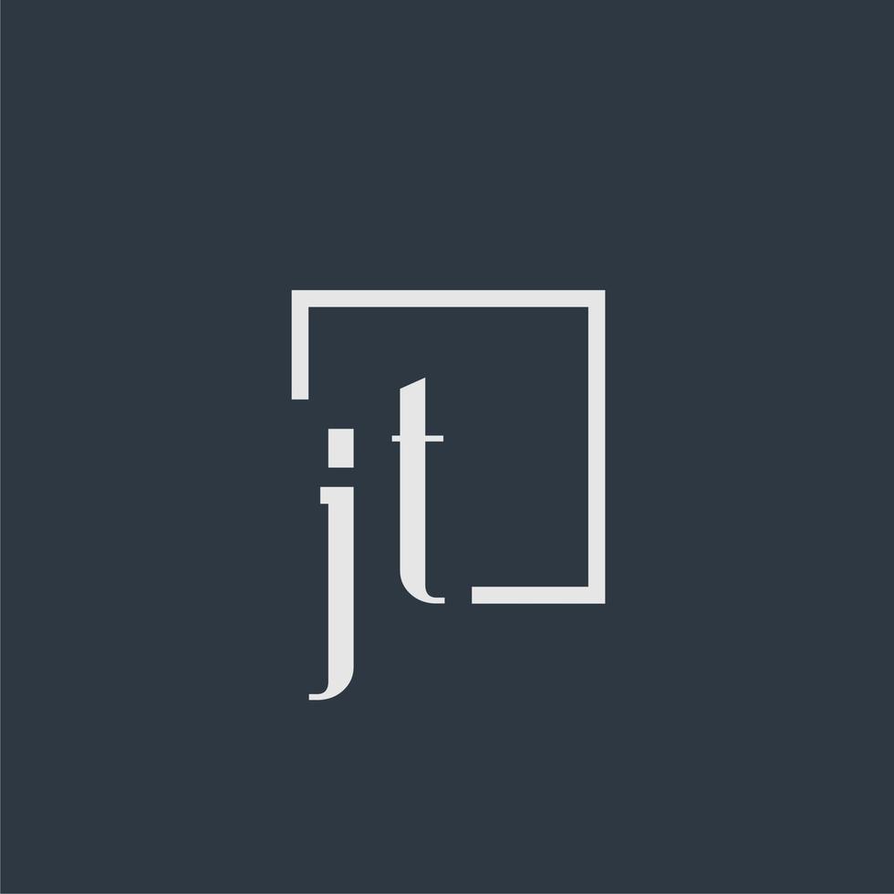 JT initial monogram logo with rectangle style dsign vector