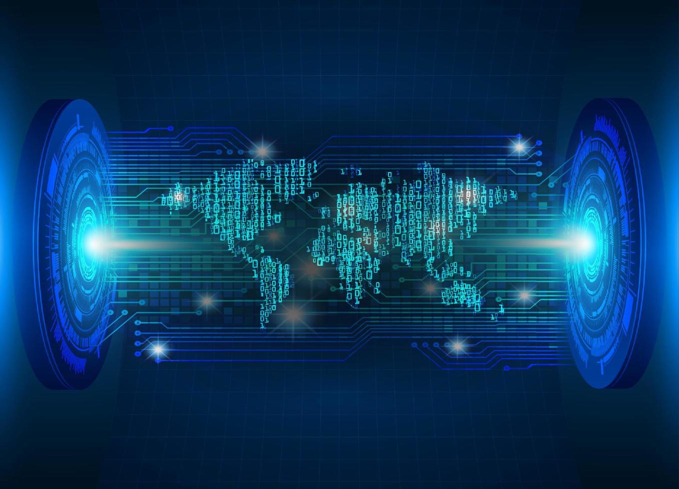 proyector holográfico de mapa del mundo moderno sobre fondo de tecnología vector