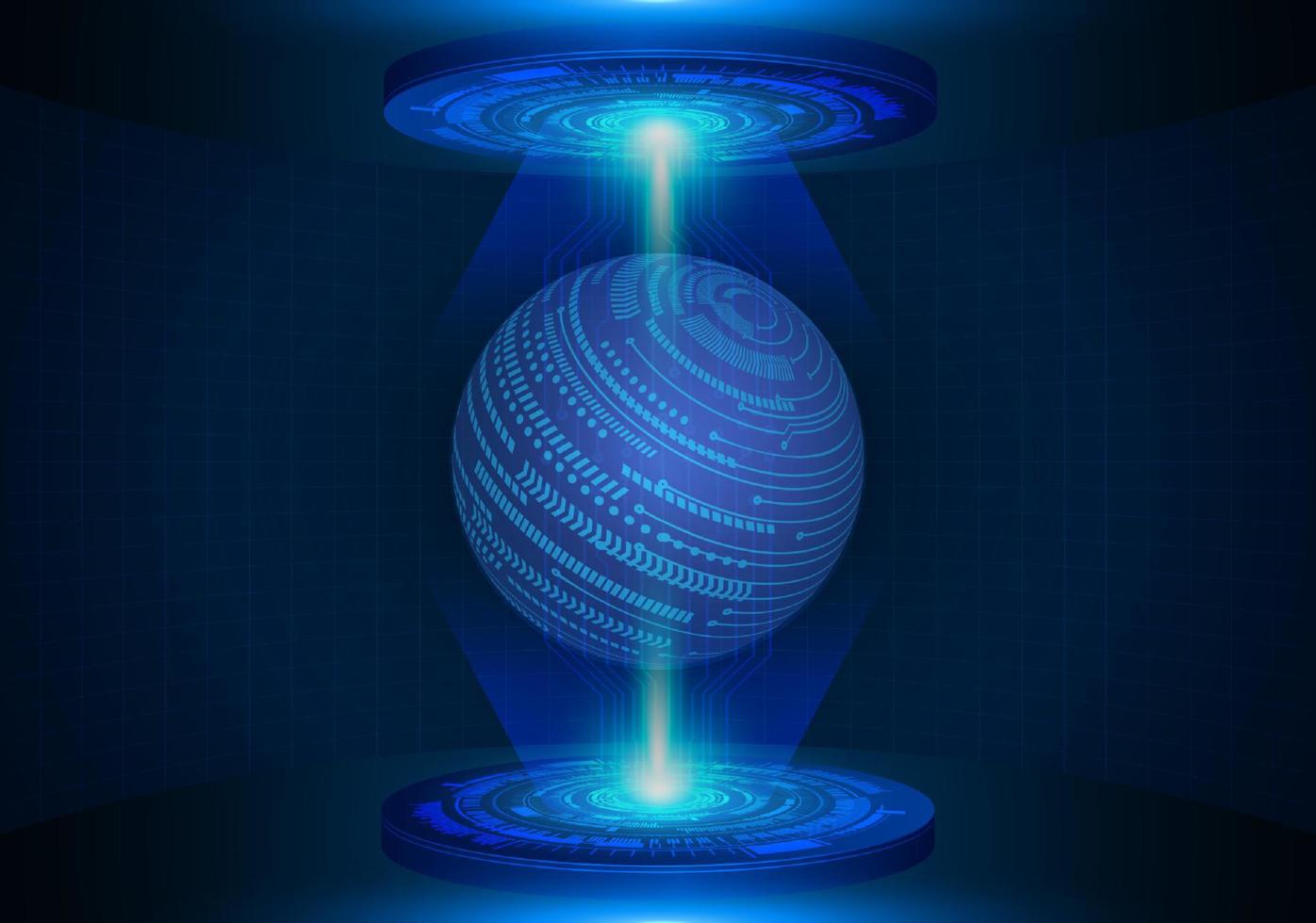 Modern Holographic Globe Projected on Technology Background vector