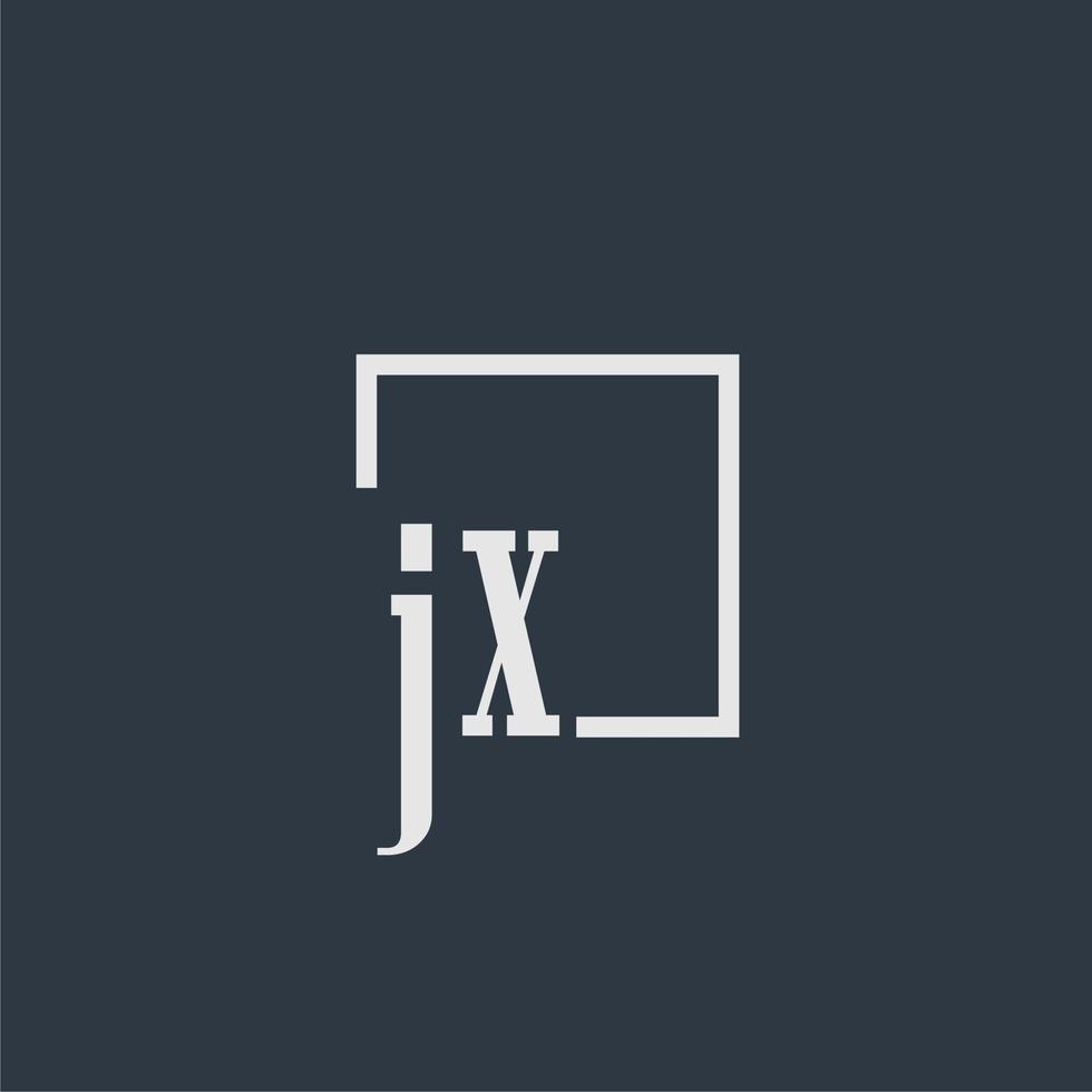 logotipo de monograma inicial jx con diseño de estilo rectangular vector