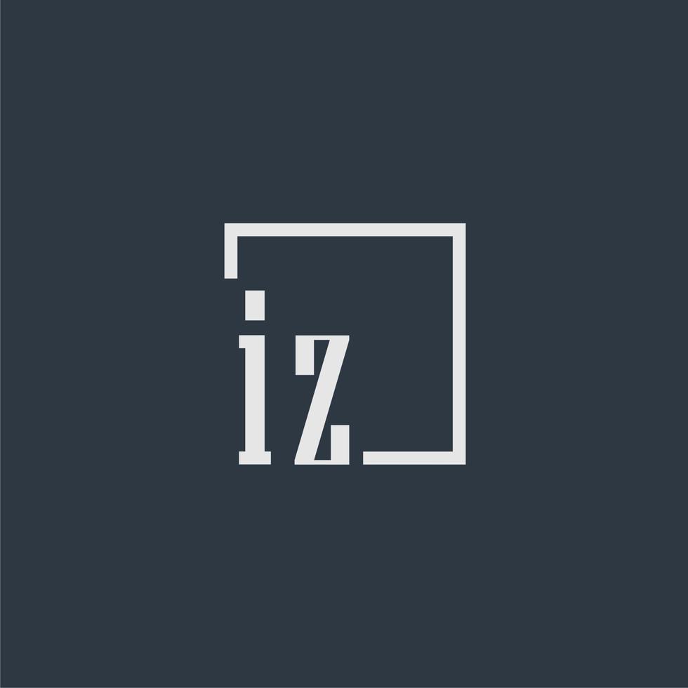 logotipo de monograma inicial de iz con diseño de estilo rectangular vector