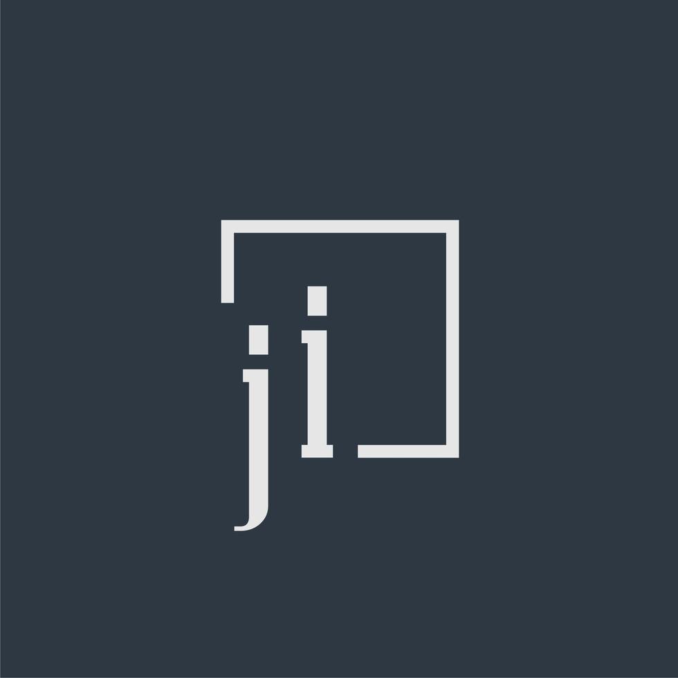 JI initial monogram logo with rectangle style dsign vector