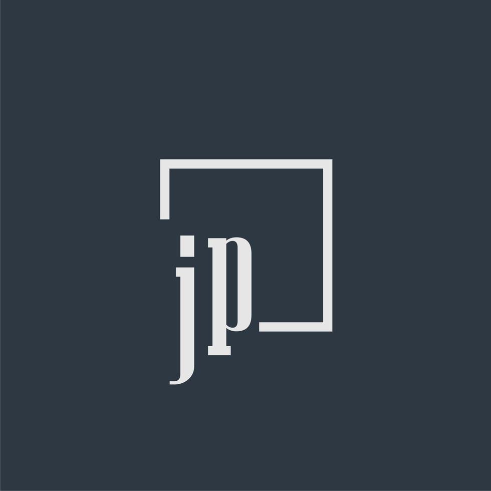 logotipo de monograma inicial de jp con diseño de estilo rectangular vector