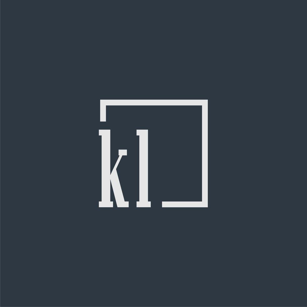 KL initial monogram logo with rectangle style dsign vector