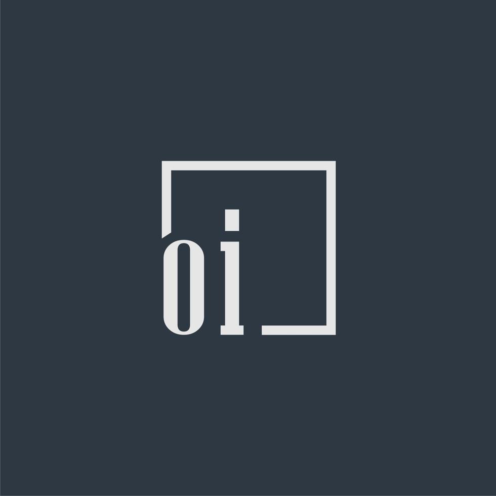 OI initial monogram logo with rectangle style dsign vector