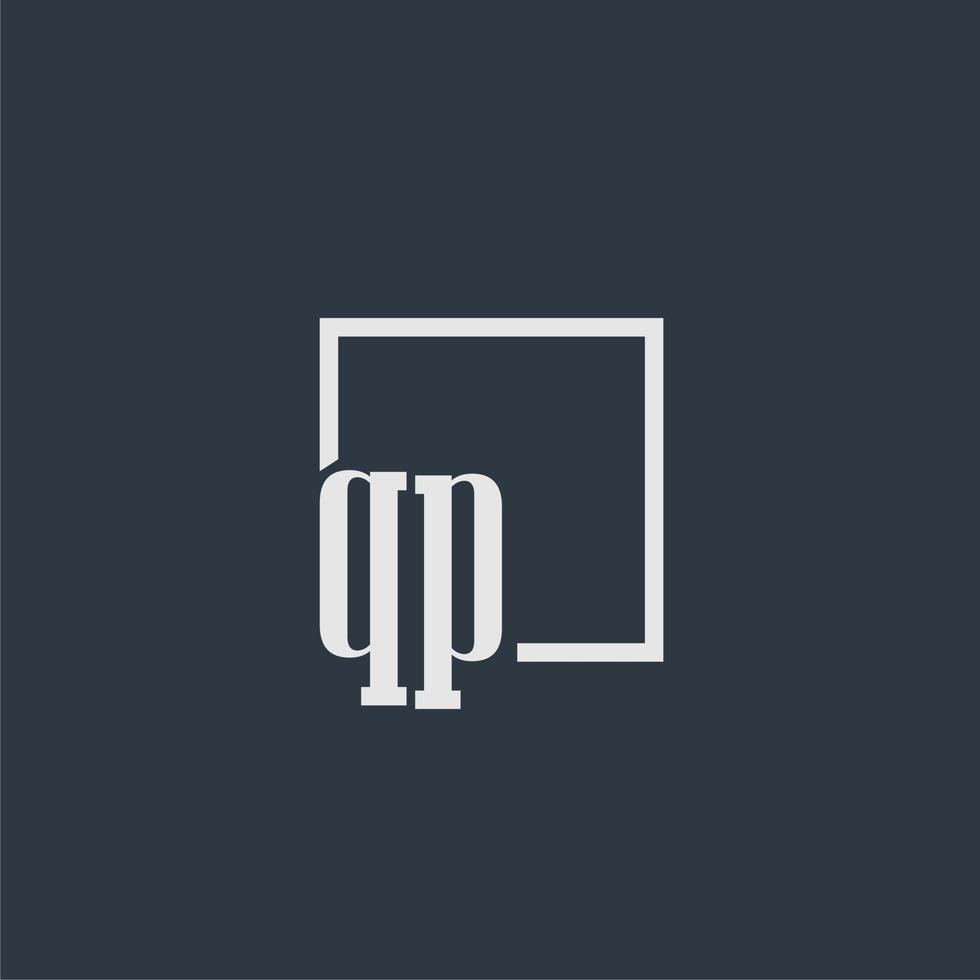 QP initial monogram logo with rectangle style dsign vector