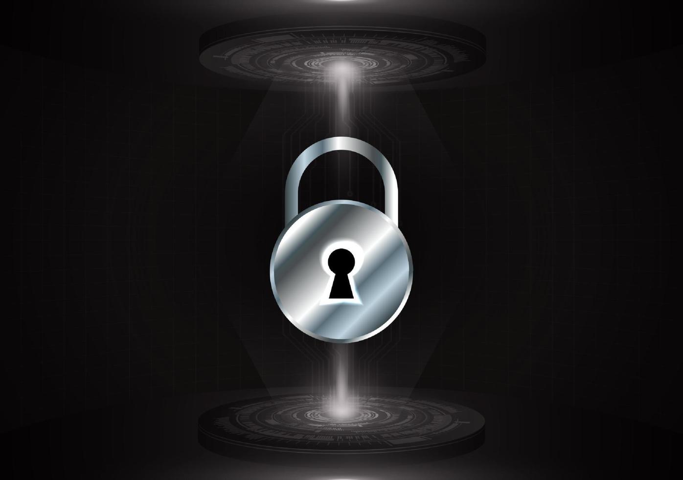 Modern Lock Holographic Projector on Technology Background vector