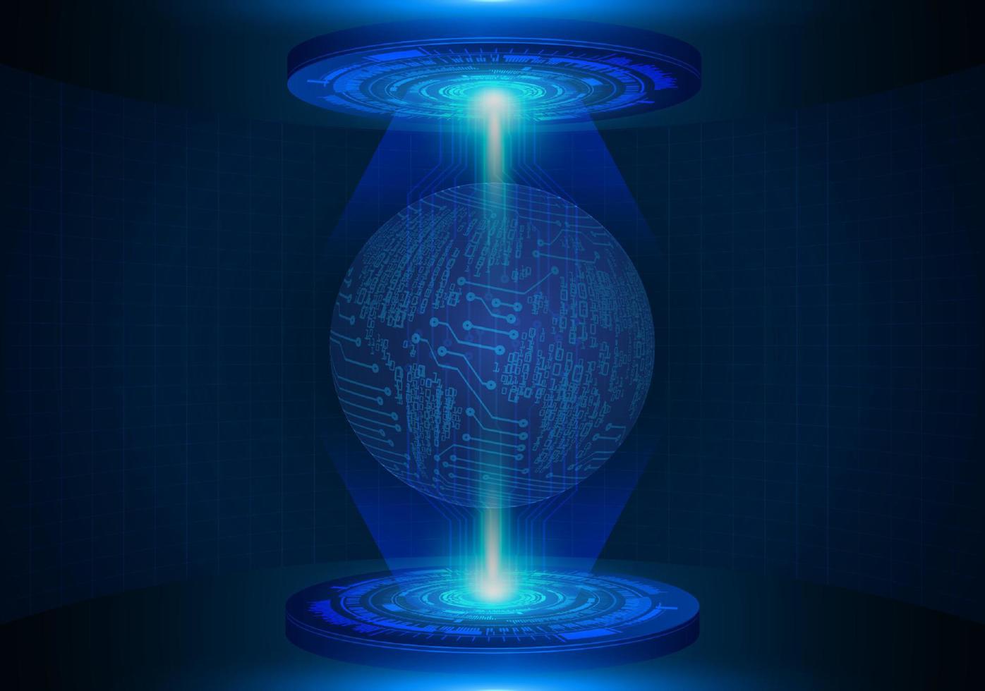 Modern Holographic Globe Projected on Technology Background vector