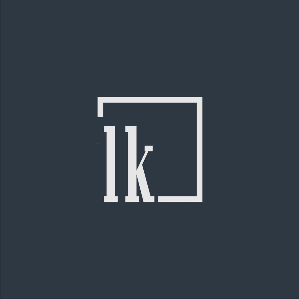 LK initial monogram logo with rectangle style dsign vector