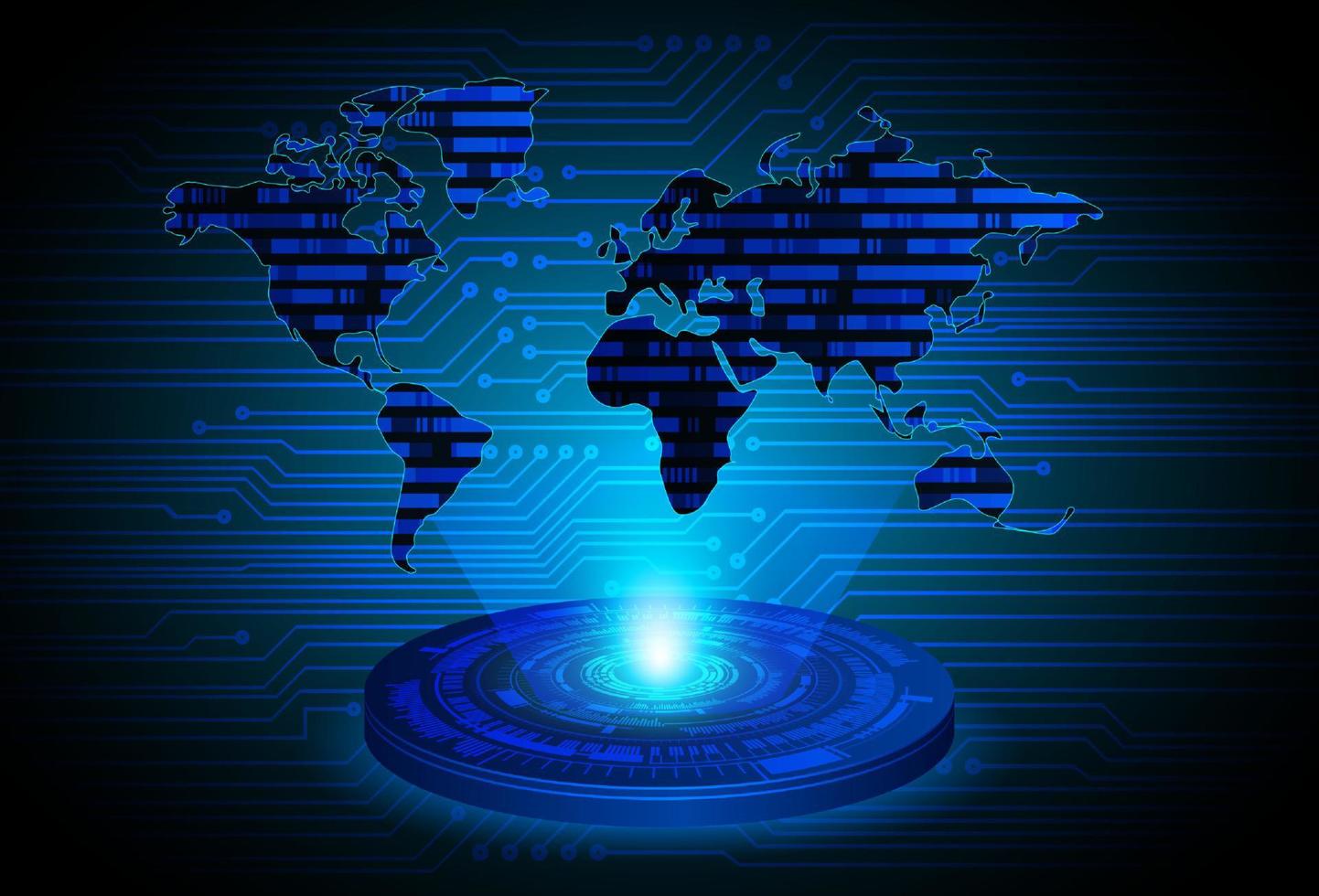 Modern Globe World Map Holographic Projector on Technology Background vector