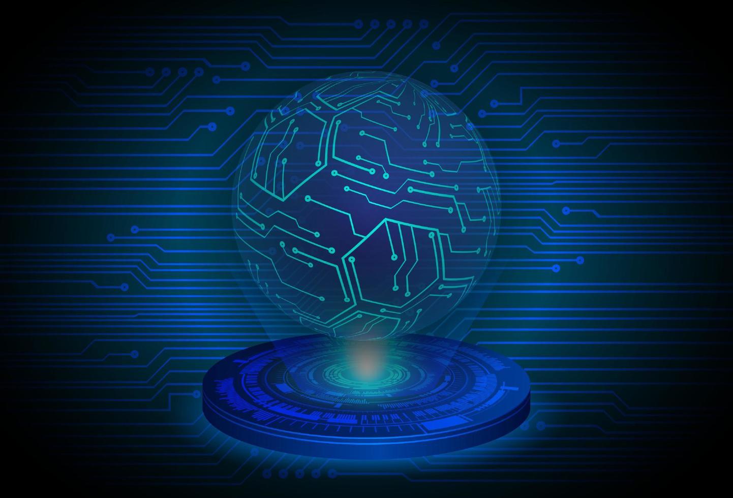Modern Globe World Map Holographic Projector on Technology Background vector