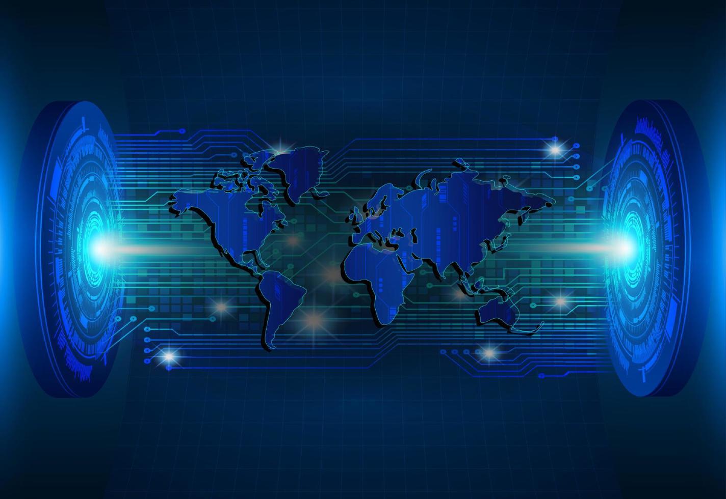 Modern World Map Holographic Projector on Technology Background vector