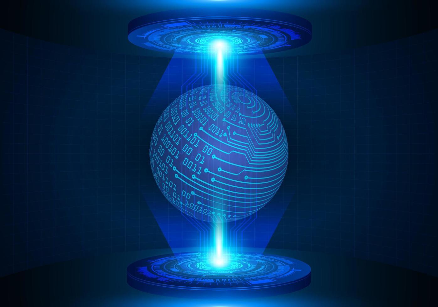 Modern Holographic Globe Projected on Technology Background vector