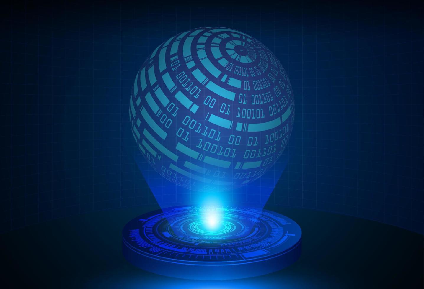 Modern Globe Holographic Projector on Technology Background vector