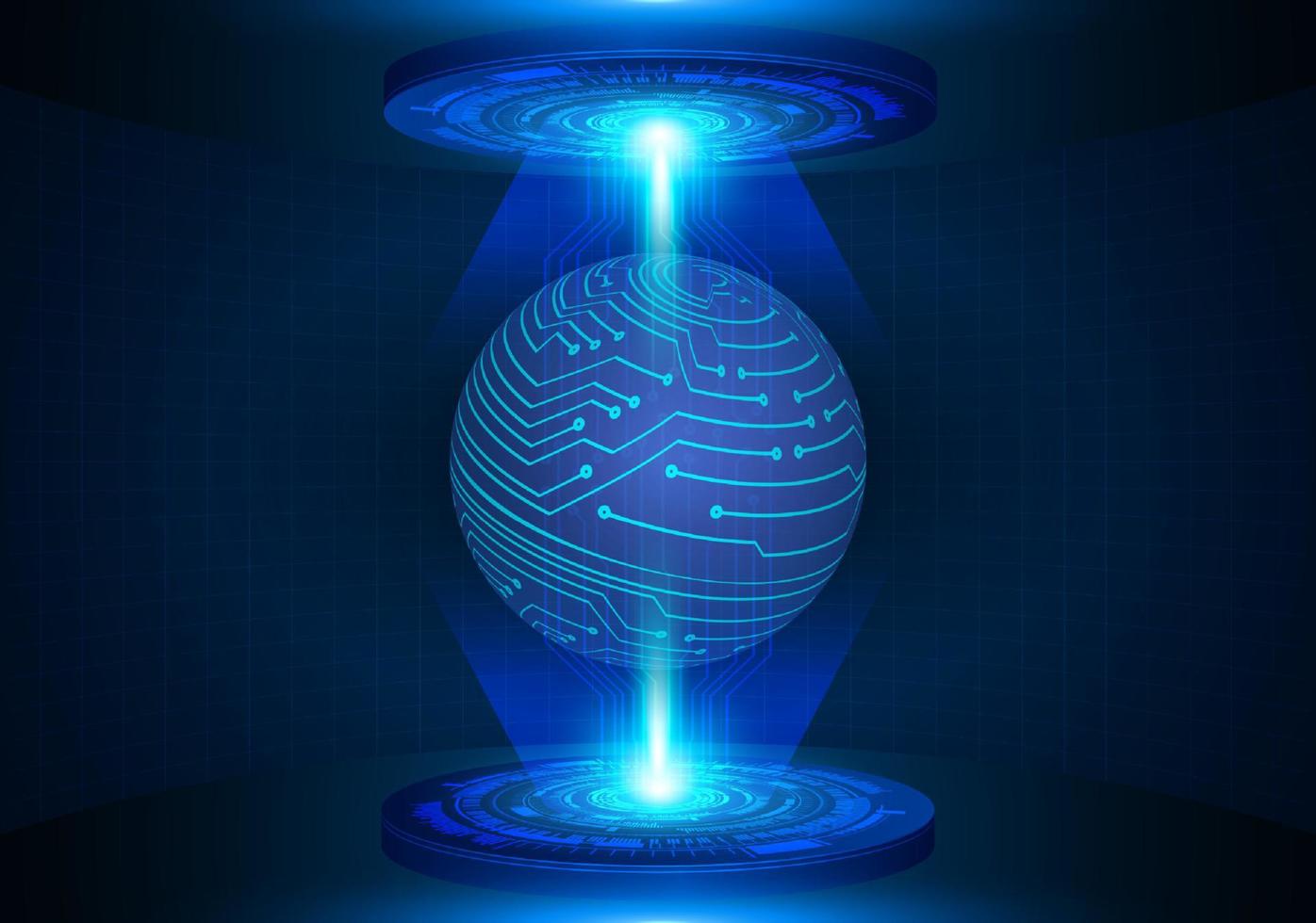 Modern Holographic Globe Projected on Technology Background vector
