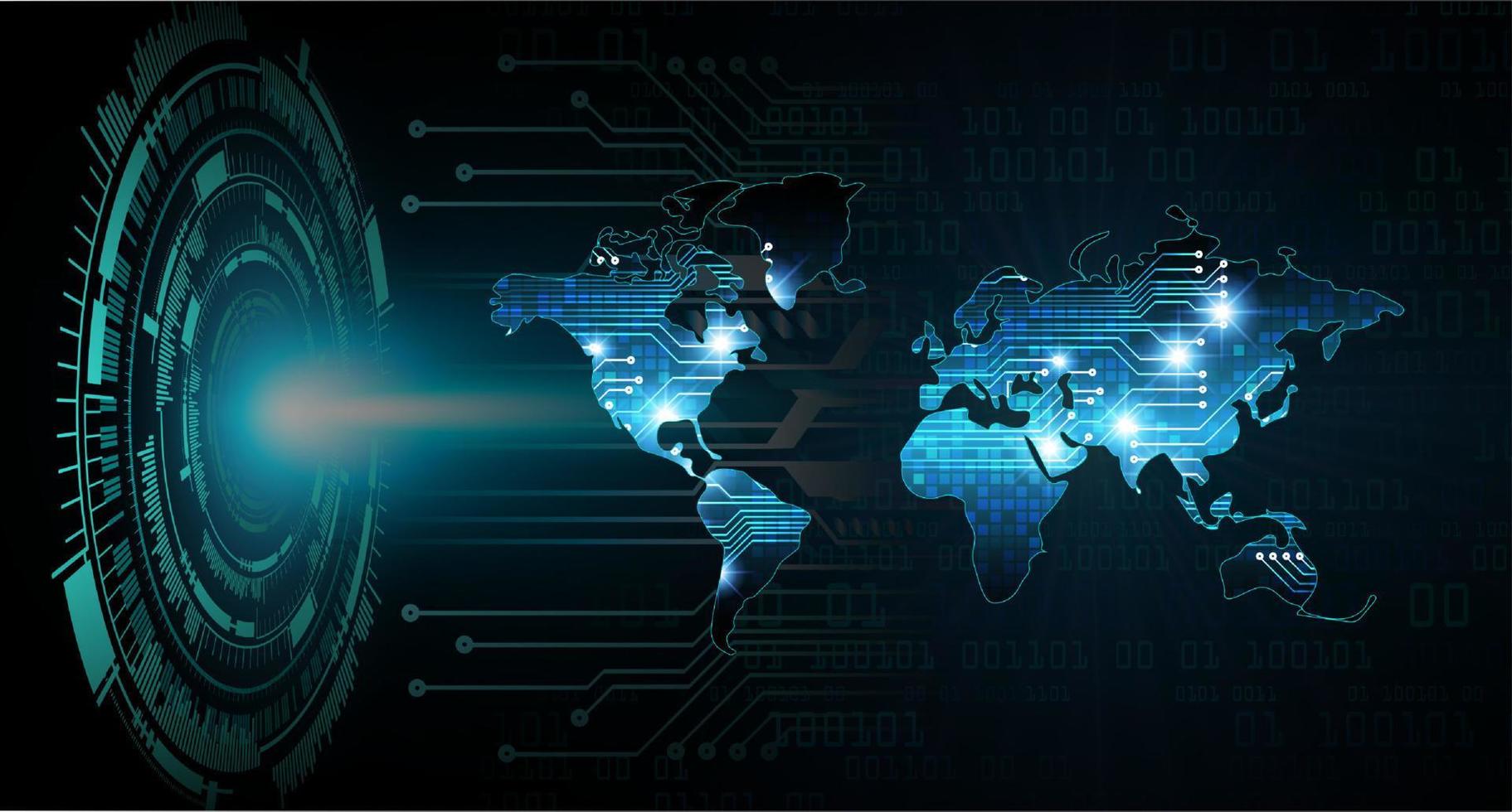 proyector holográfico de mapa del mundo moderno sobre fondo de tecnología vector