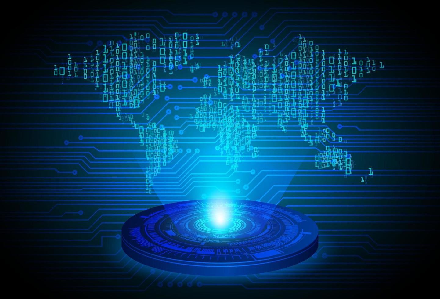 Modern Globe World Map Holographic Projector on Technology Background vector