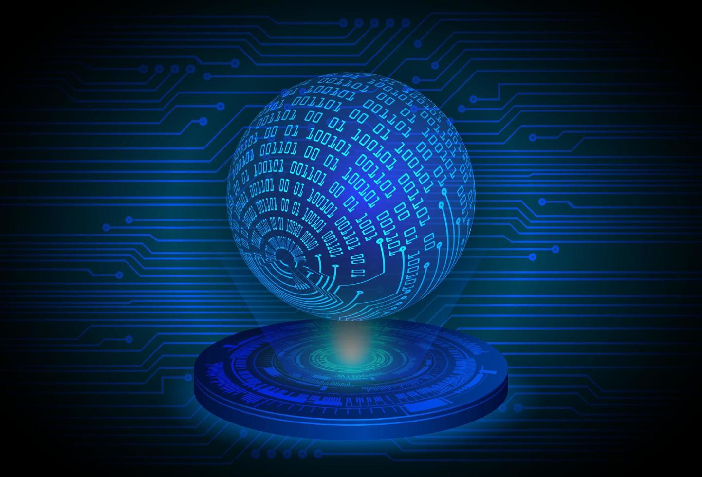 Modern Globe World Map Holographic Projector on Technology Background vector