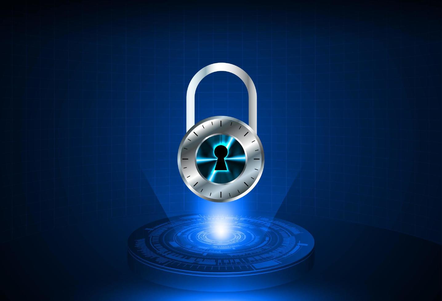 Modern Lock Holographic Projector on Technology Background vector