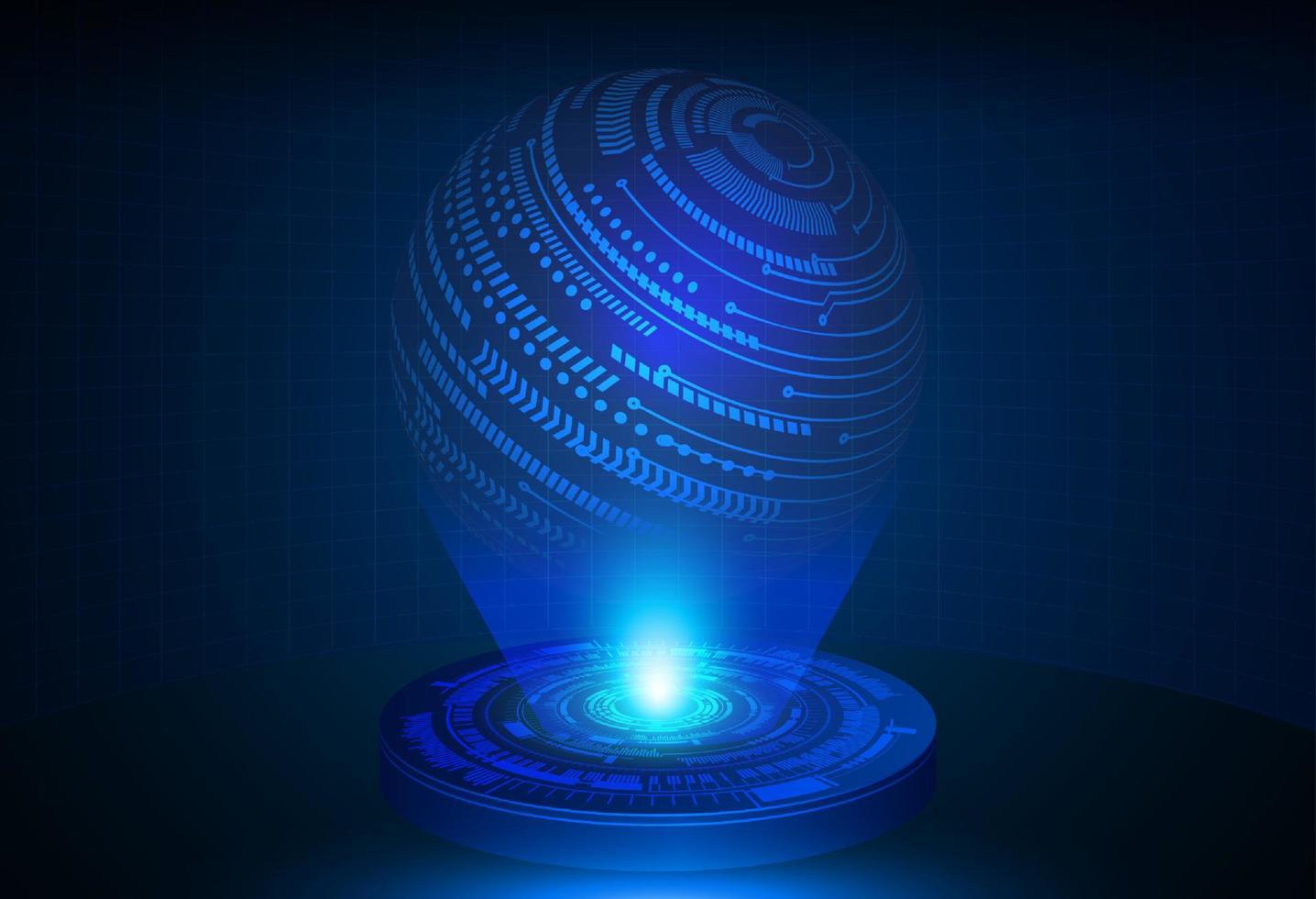Modern Globe Holographic Projector on Technology Background vector