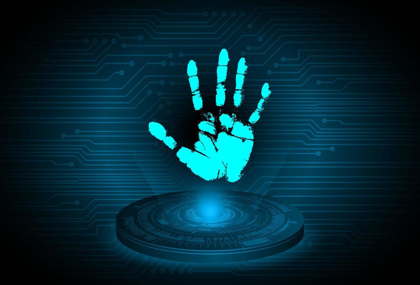 Modern Finger Print Holographic Projector on Technology Background vector