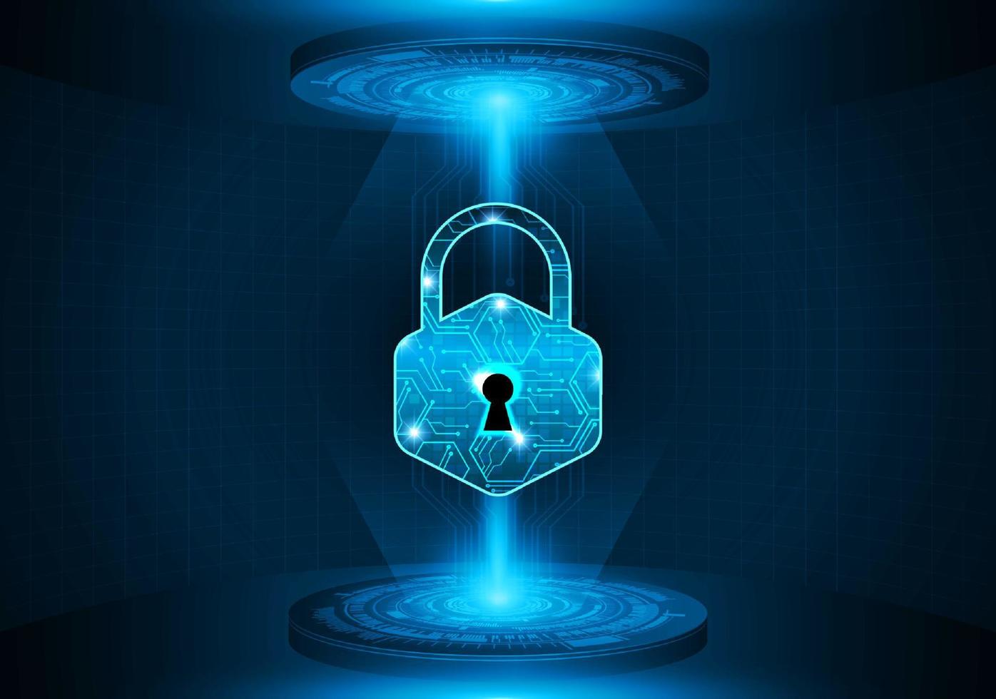 Modern Lock Holographic Projector on Technology Background vector
